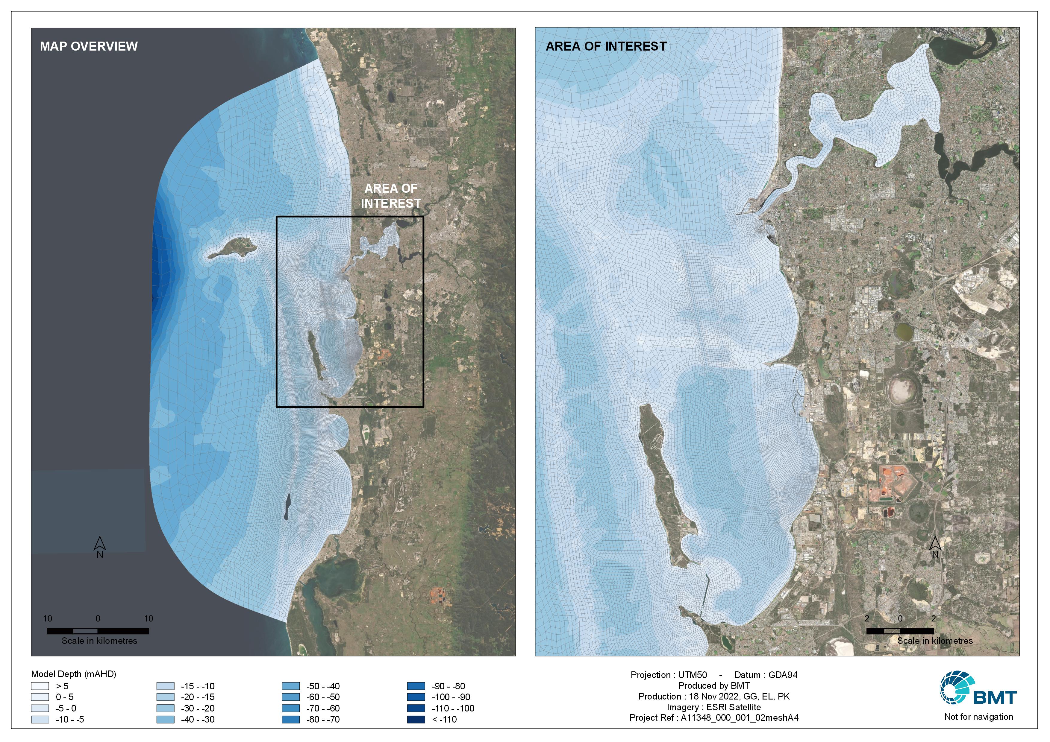 Hydrodynamic model domain and bathymetry